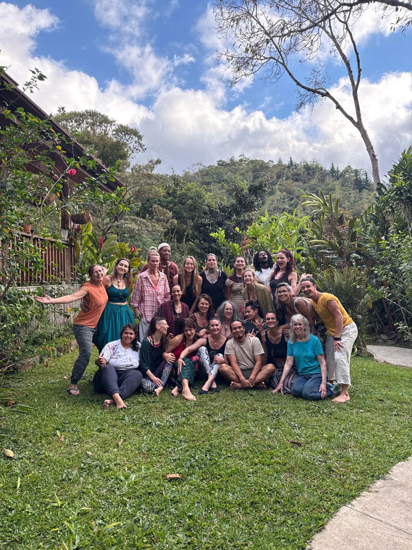 Costa Rica retreat group portrait in the garden