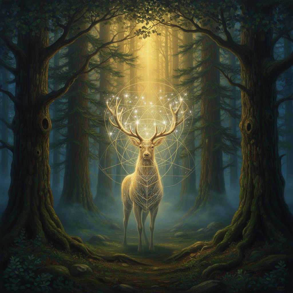 Visionary stag spirit in an ancient European forest — Sacred Vision Europe