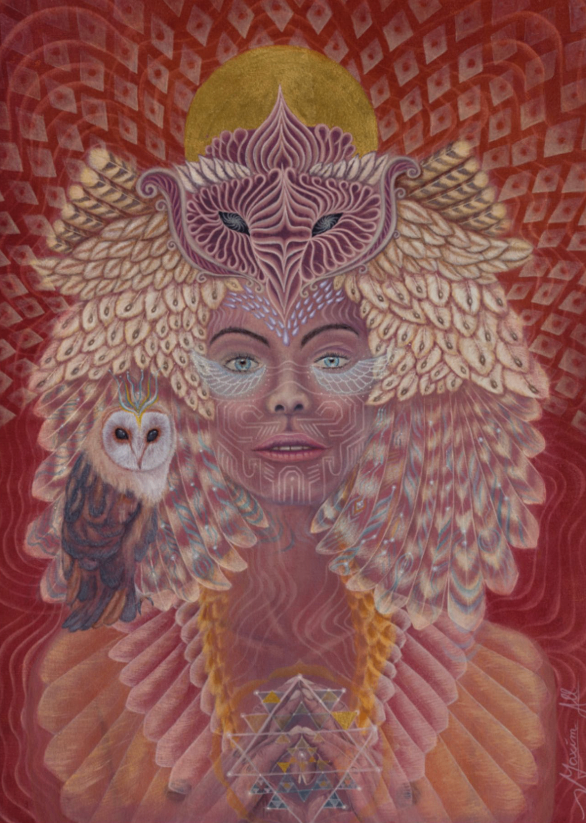 Owl halo portrait painting by Maxim All